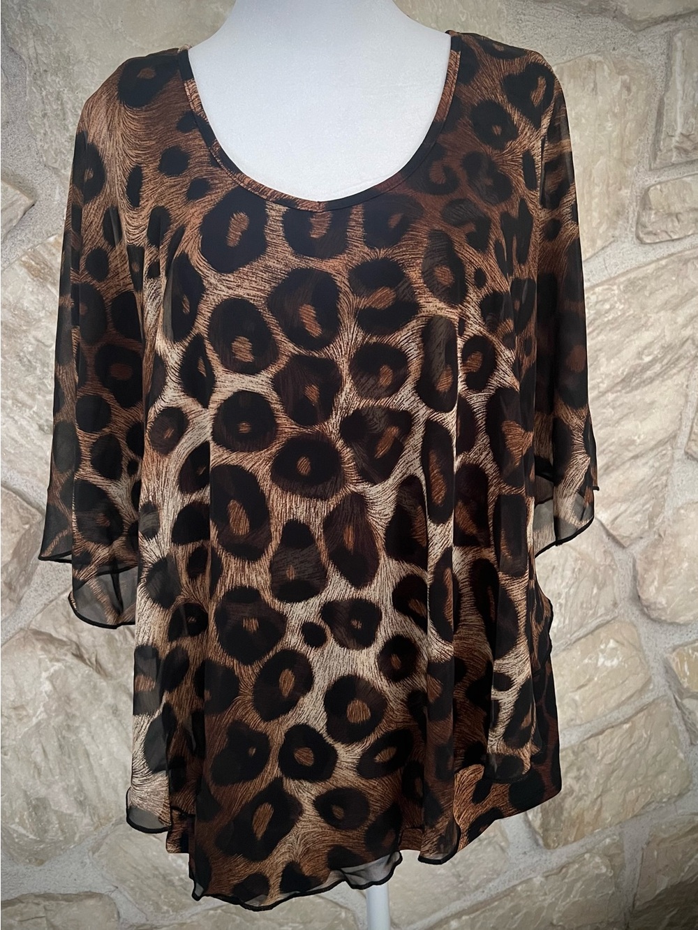 Leopard Print LayeredTunic - Brown/Black NWT L